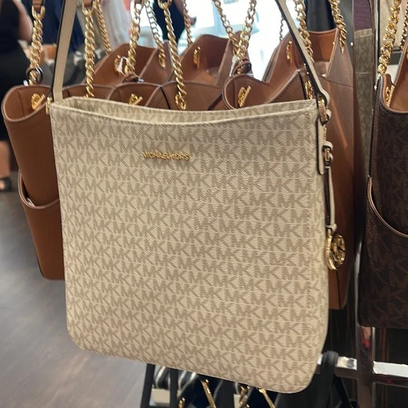 Michael Kors Jet Set Travel Large Messenger Crossbody Bag Light Cream Multi - Picture 16 of 16